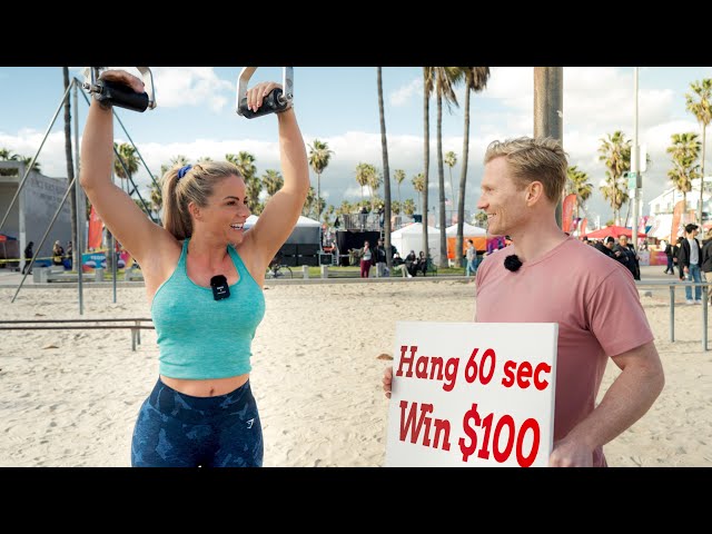 fit people  VS  Crazy Hang Challenge at Muscle Beach