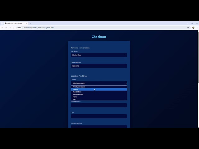 My First Project in Web Development using HTML , CSS and JAVASCRIPT 