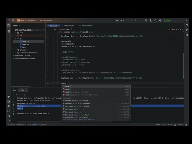 Java Lesson 13 – Inheritance & Polymorphism