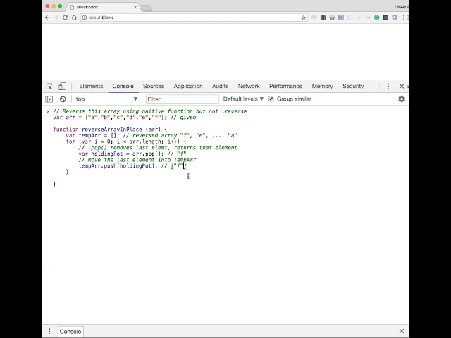 Reverse String using pop unshift