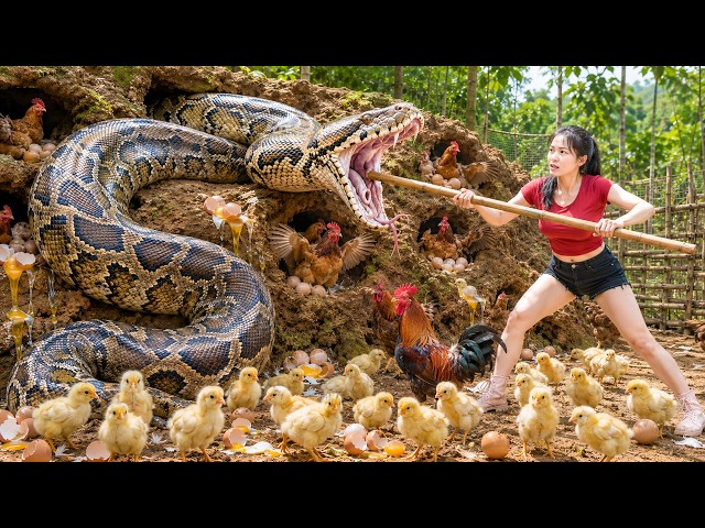 Giant Python Found in Chicken Nest! Rescuing Chicks and Releasing Python Back Into the Wild