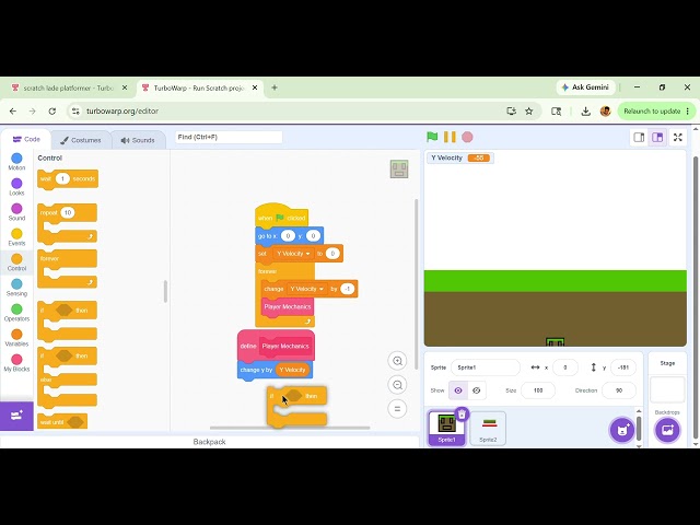 How to create a platformer in scratch part 1
