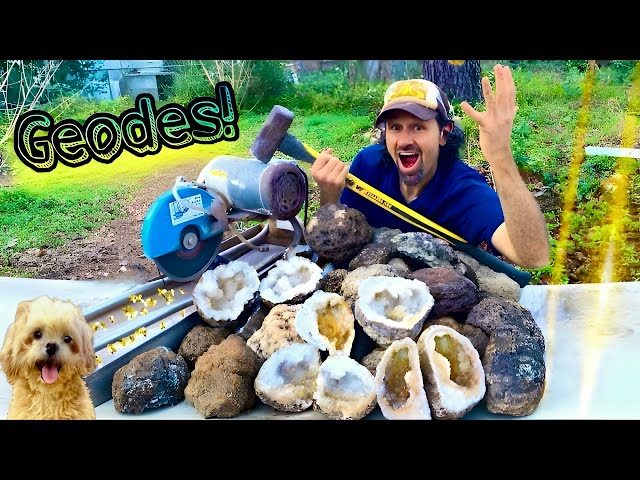 Geode Hunting & Revealing its Inner Beauty Geode Cracking!
