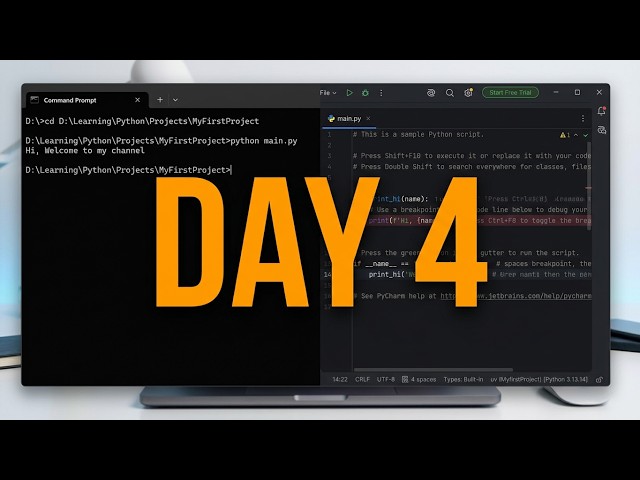 Run Your First Python Project | Command Line & PyCharm | Day 4 Learning #PythonLearning #Day4Series