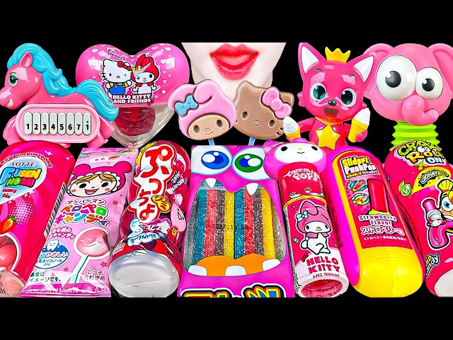 ASMR PINK CANDY🩷PINKFONG UNICORN KITTY MY MELODY 핑크퐁 유니콘 헬로키티 마이멜로디 캔디 먹방 EATING MUKBANG