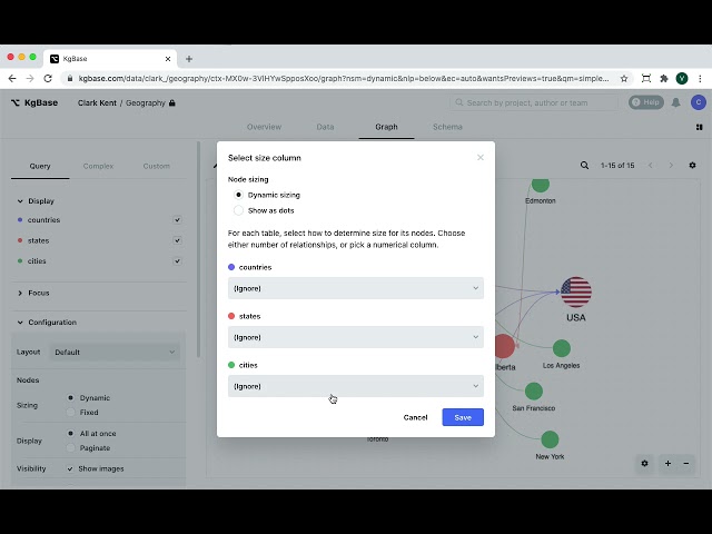 Visualize node size based on data