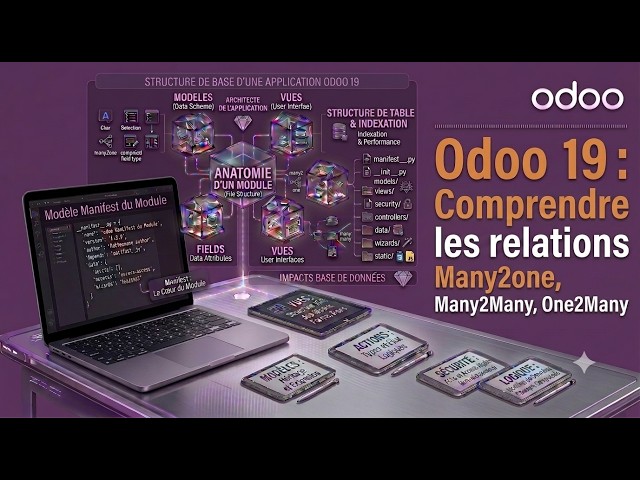 Odoo 19: Comprendre les  relations Many2Many, OneMany, Many2One, vidéo 1
