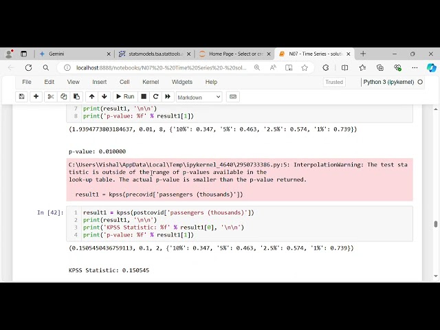 Check the stationarity using adfuller and kpss in statsmodels