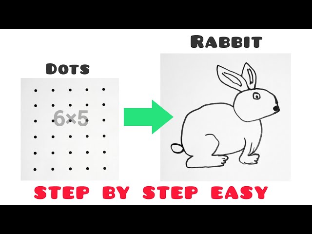 Easy Rabbit Drawing Using Dots | Easy Bunny Drawing Tutorial