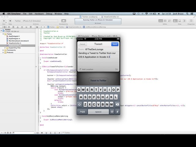 Xcode 4.5 Tutorial - Social Framework Twitter