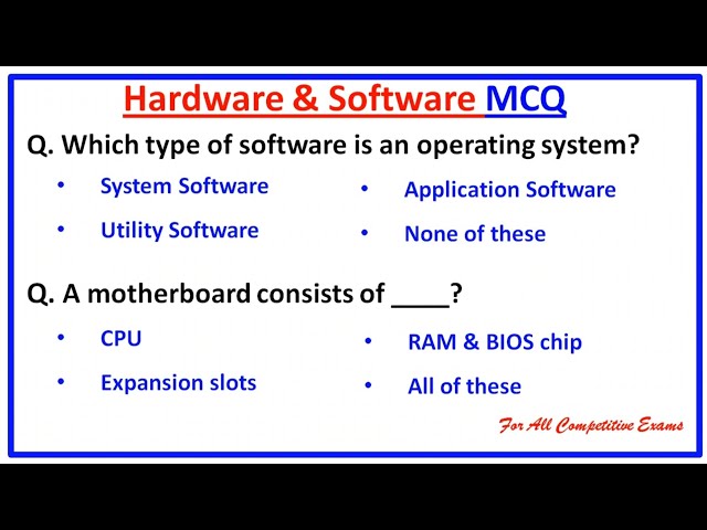 Computer Hardware and Software MCQ's - Computer Mcq for all Competitive Exams