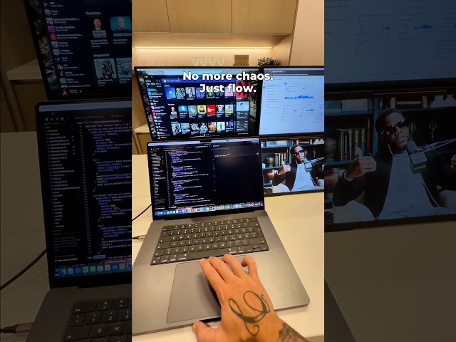 Content creator setup with four screens #creator