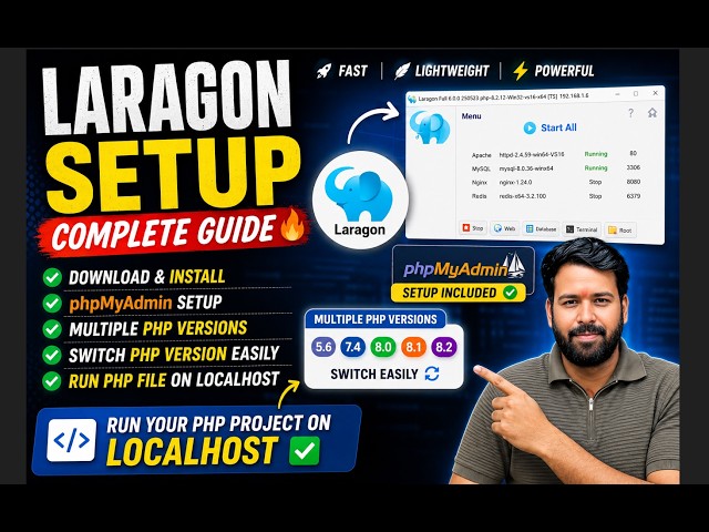 Laragon Setup Complete Guide 🔥 Download, Install, phpMyAdmin, PHP Versions & Switch Easily