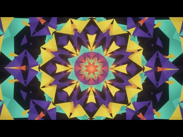 Colourful Kaleidoscope Animation With Dynamic Motion — Red, Aqua Green, Yellow