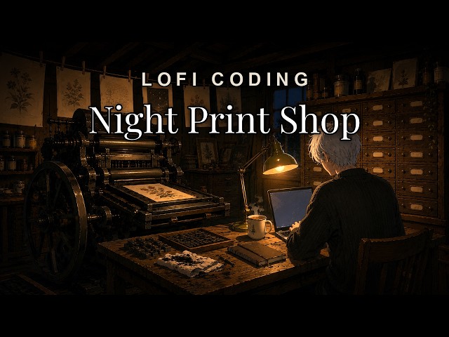 Lofi Coding Music — Night Print Shop Beats for Deep Focus & Programming 🌙 [1 hour]
