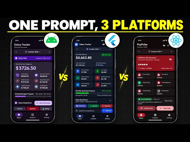 Android Native vs Flutter vs React Native (2026) | Same App, Same AI Prompt, Which is Best?