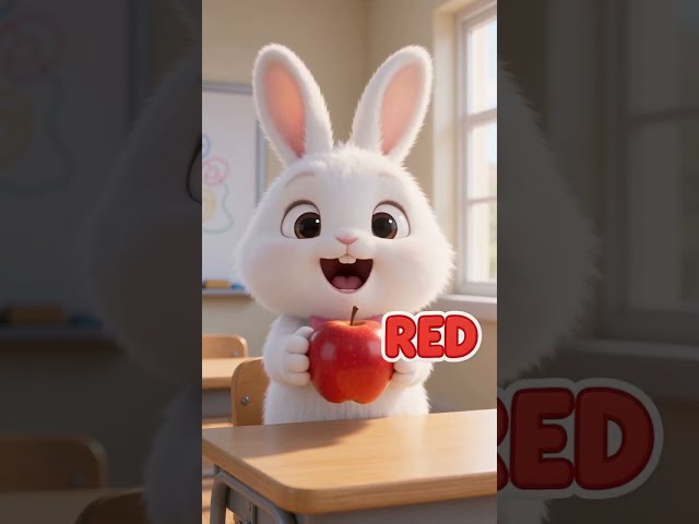 Learn Colors for Kids | Red Apple & Blue Ball with a Cute Bunny