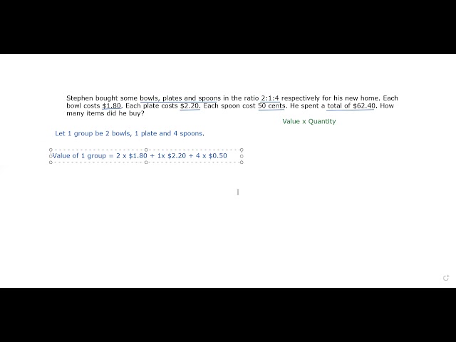 Sets and Group (Value x Quantity)