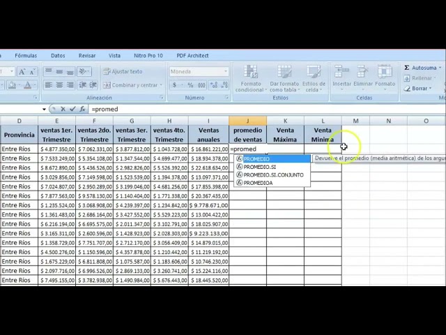 Tutorial de Excel – Funciones básicas (SUMA, PROMEDIO, MAX, MIN) e Inmovilizar paneles
