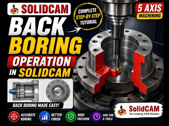 67_SolidCAM Back Boring Operation | Complete Step-by-Step Tutorial