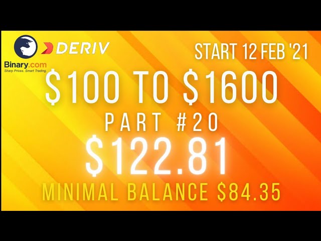 Part #20 $122.81 Done $100 to $1600 free bot binary.com deriv profit consistent digit differ