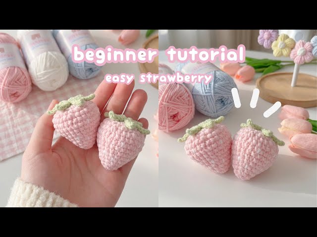 crochet easy strawberry tutorial🧸🍓how to crochet strawberry for beginner |easy crochet keychain idea