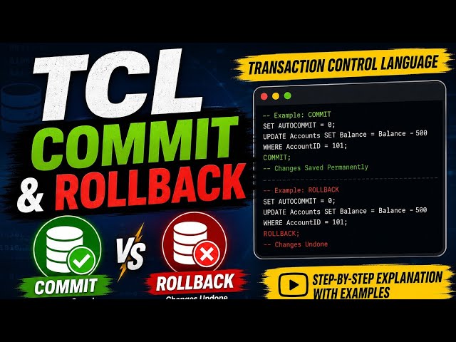 TCL Commands in SQL | COMMIT & ROLLBACK Explained Step-by-Step #sql #mysql 