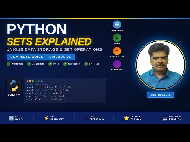 6. Python Sets Explained | Unique Data Storage and Set Operations