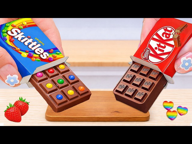 How to Make Rainbow Chocolate KitKat Cake with Skittles 🌈 Satisfying Chocolate Dessert 💖 ASMR Cake