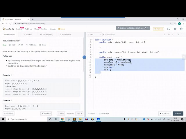 Rotate Array [LeetCode 189] | Logic To Code