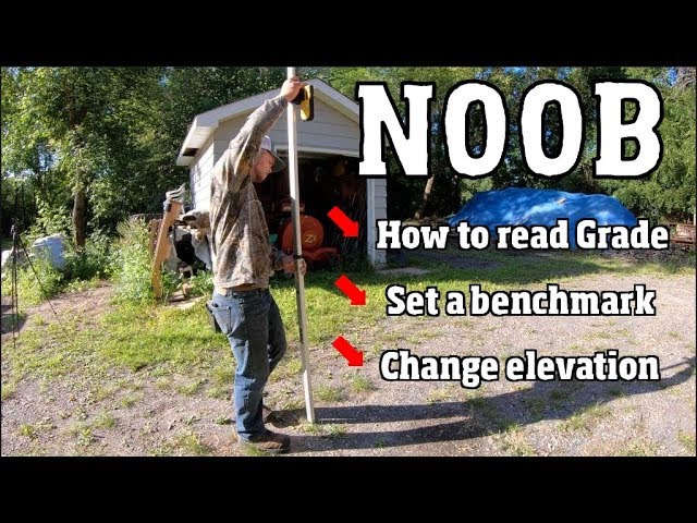 Teaching a NOOB how to read grade, Run a laser & change elevations on a jobsite- PT 1/2. 4k video