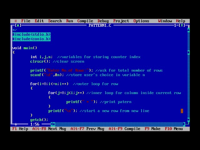 C Program for Printing Mirror Image Triangle patterns