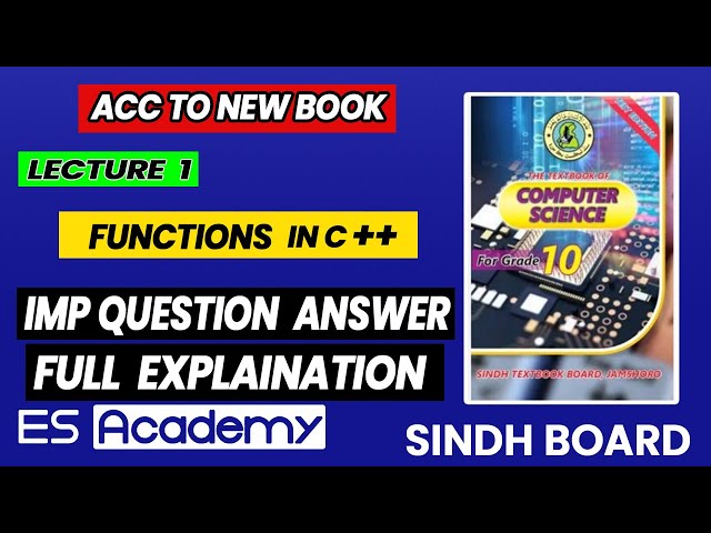 CLASS 10 UNIT 5 IMP Q\A | FUNCTIONS IN C+|+ NEW BOOK | SINDH BOARD Karachi Board