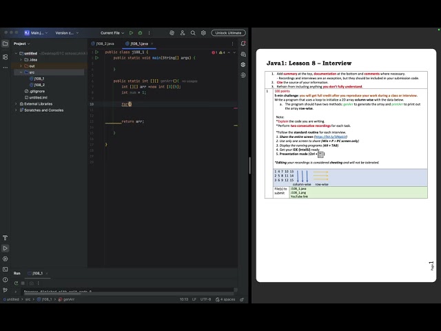 How to intialize a 2D array|column-wise| Java I course work