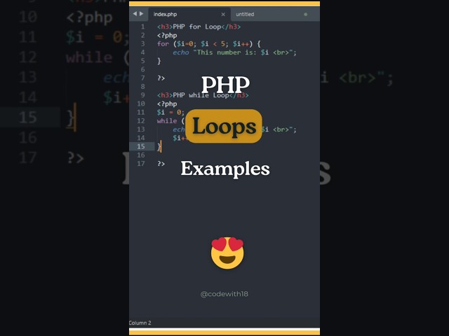Learn PHP Loops (For loop & While loop) in just 38 seconds 🚀#shorts