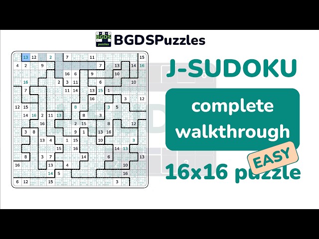Jigsaw Sudoku 16x16 Complete Walkthrough | Easy Puzzle Solved Step by Step