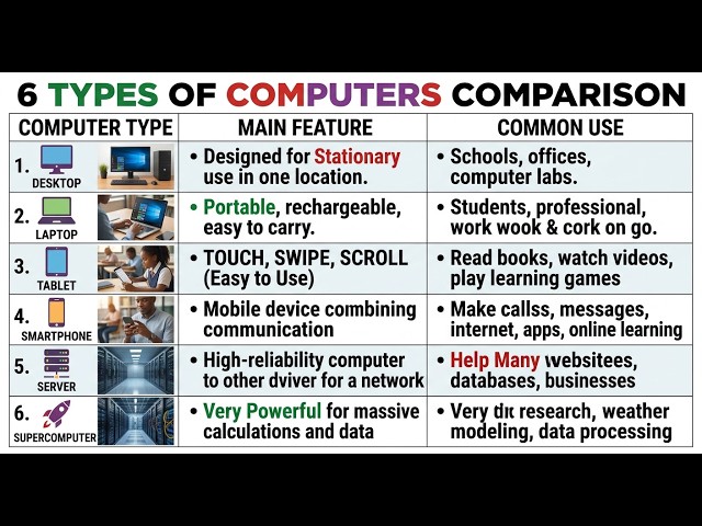 6 Types of Computers Explained | Computer Studies for Beginners