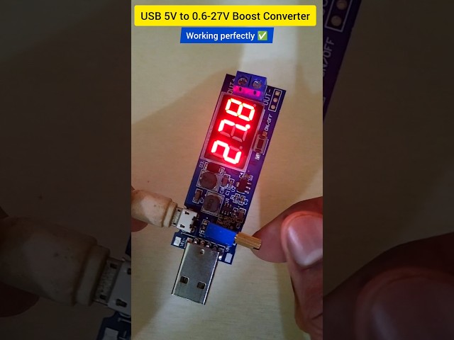 USB 5V to 0.6V-27V boost converter module test 🔥 #CircuitStories #electronics #boostconverter #USB
