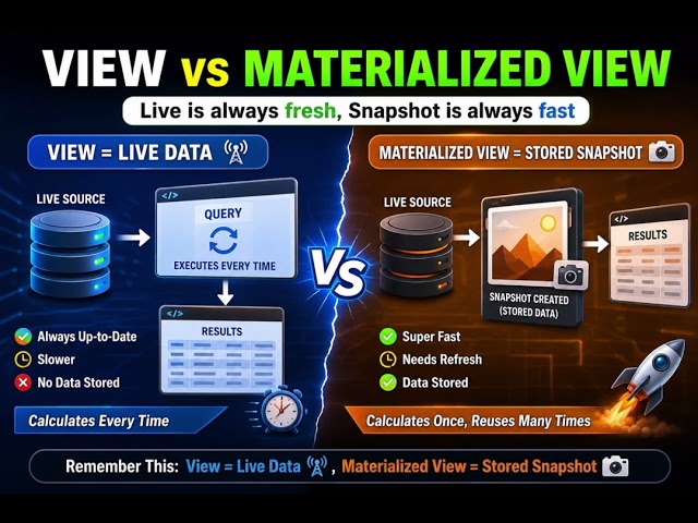 Normal view Vs Materialized view #view #views #materialize #sql #databricks 