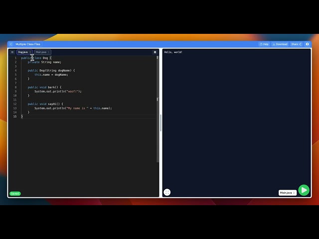 Making Multiple Java Classes on Pickcode