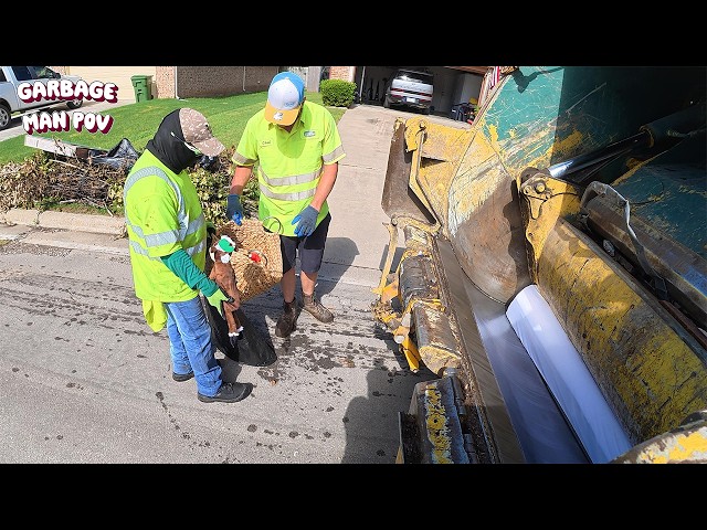 Garbage Truck Picking Up Big Furniture and Bulk Trash | 4K UHD