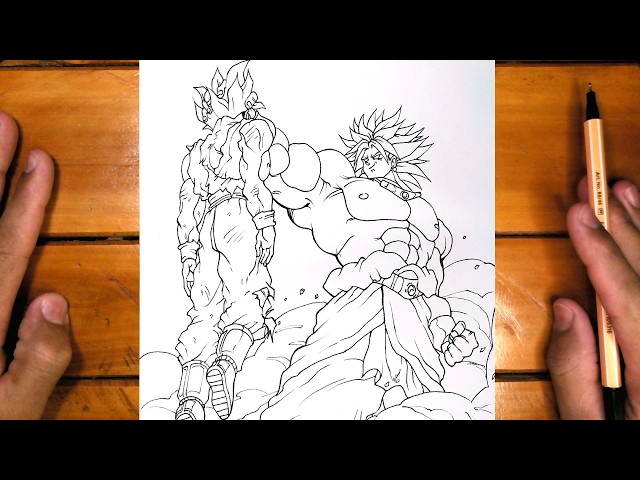 How to draw Goku vs Broly from the movie Broly The Legendary Super Saiyan