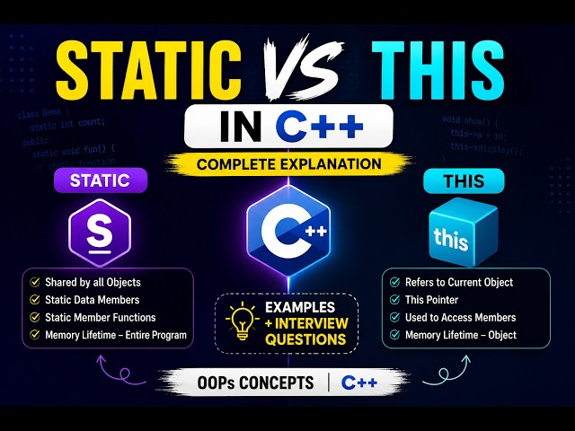 Static vs This Keyword in C++ | Complete Explanation with Examples | OOPs Interview Questions