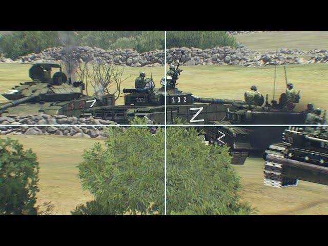 Russian Tanks And Armored Vehicles Hide From Ukraine Javelin Anti-Tank Missile - ARMA 3
