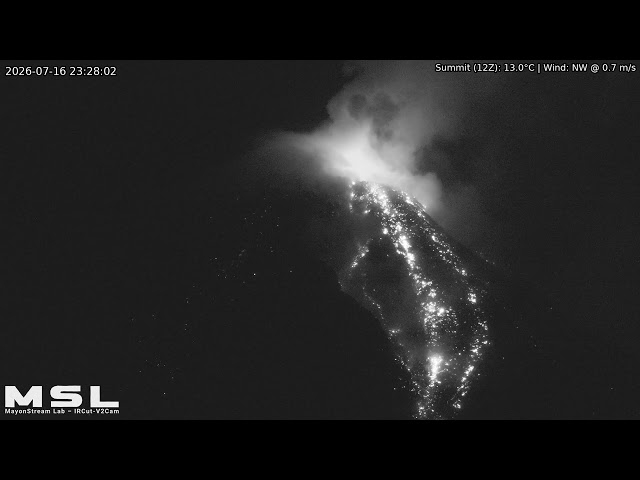 🔴 LIVE: Mayon Volcano Eruption, PH (SSW view) [RPi ircut-v2cam] 11:30 Jul-16-2026 (PST)