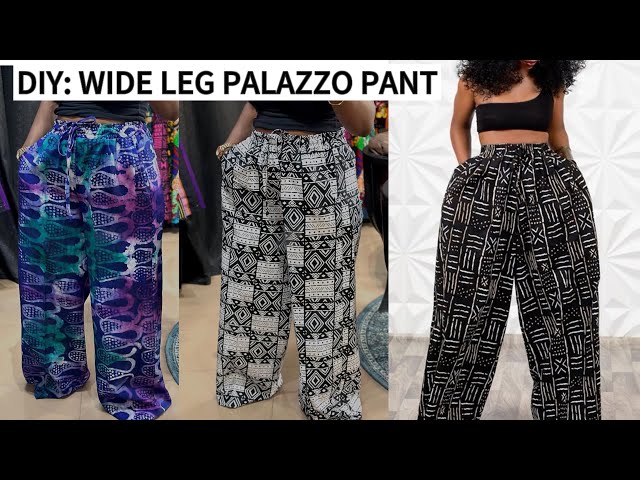 How To Cut And Sew a Wide Leg Palazzo Pant with Elastic Waist Band.