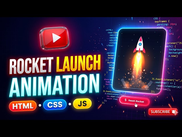 Rocket Launch Animation Using HTML CSS & JS | Step-by-Step Tutorial for Beginners @webdesign12_04