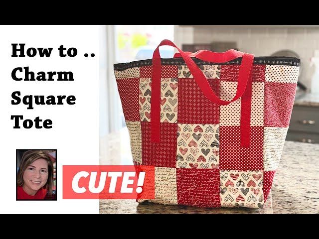 5-inch charm squares ➡ Great Tote! | Easy tutorial for quilted tote bag |