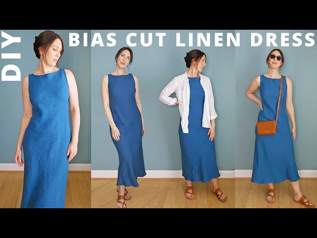 I made a bias cut linen dress [and I LOVE IT]  | Pattern Scout Ella Dress Sewing Pattern Sewalong