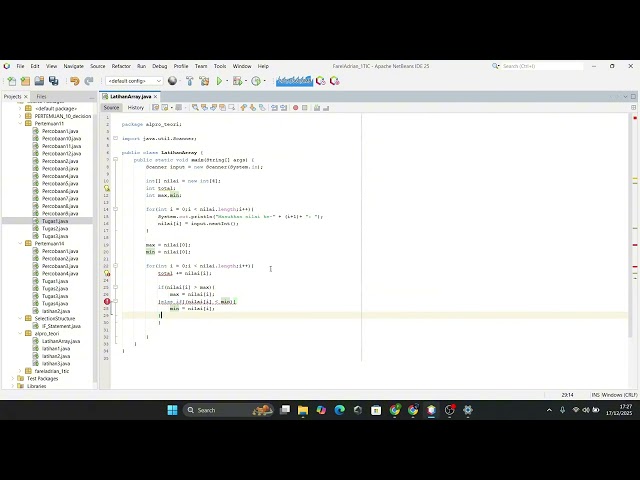 Live Coding ARRAY 1D  with Java - Farel Adrian 1TIC